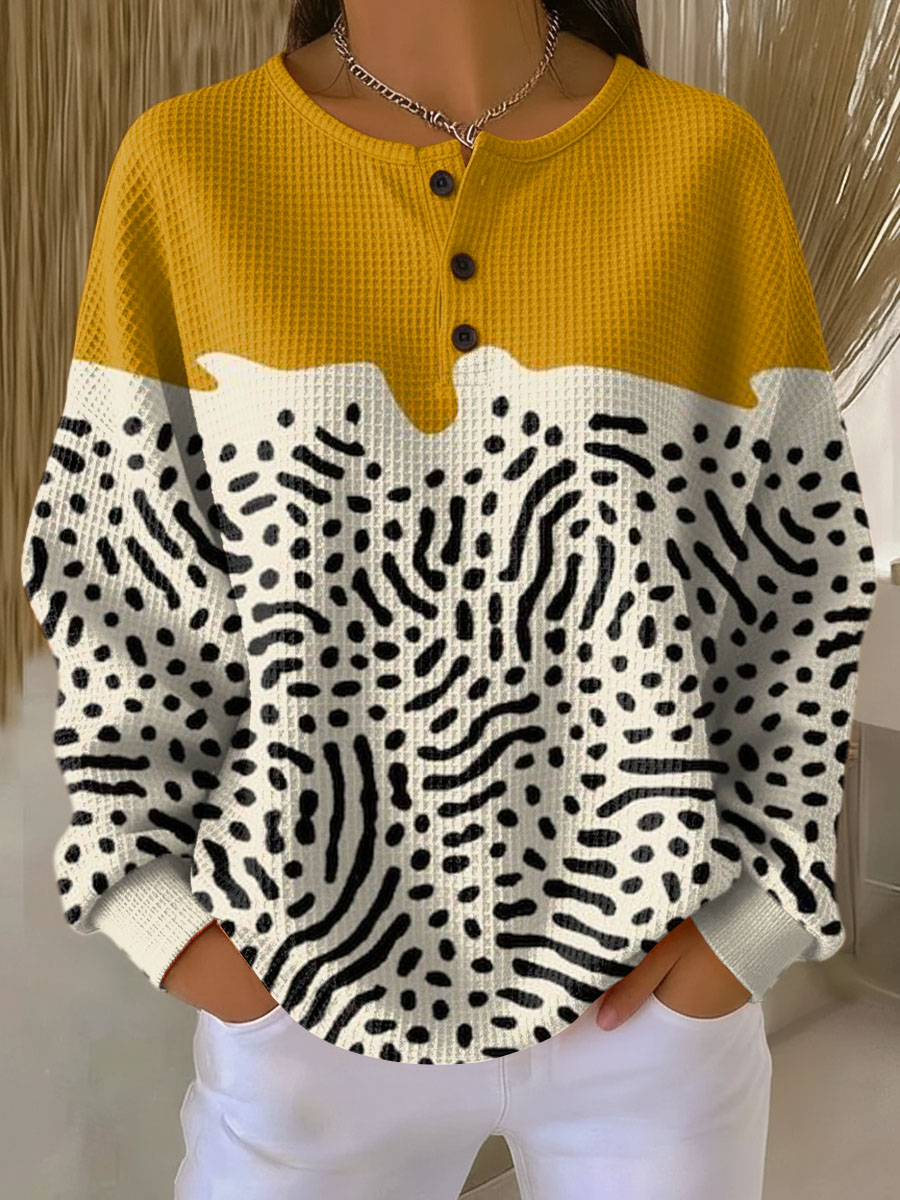 Damen Pullover Waffelstrick Langarm warm locker