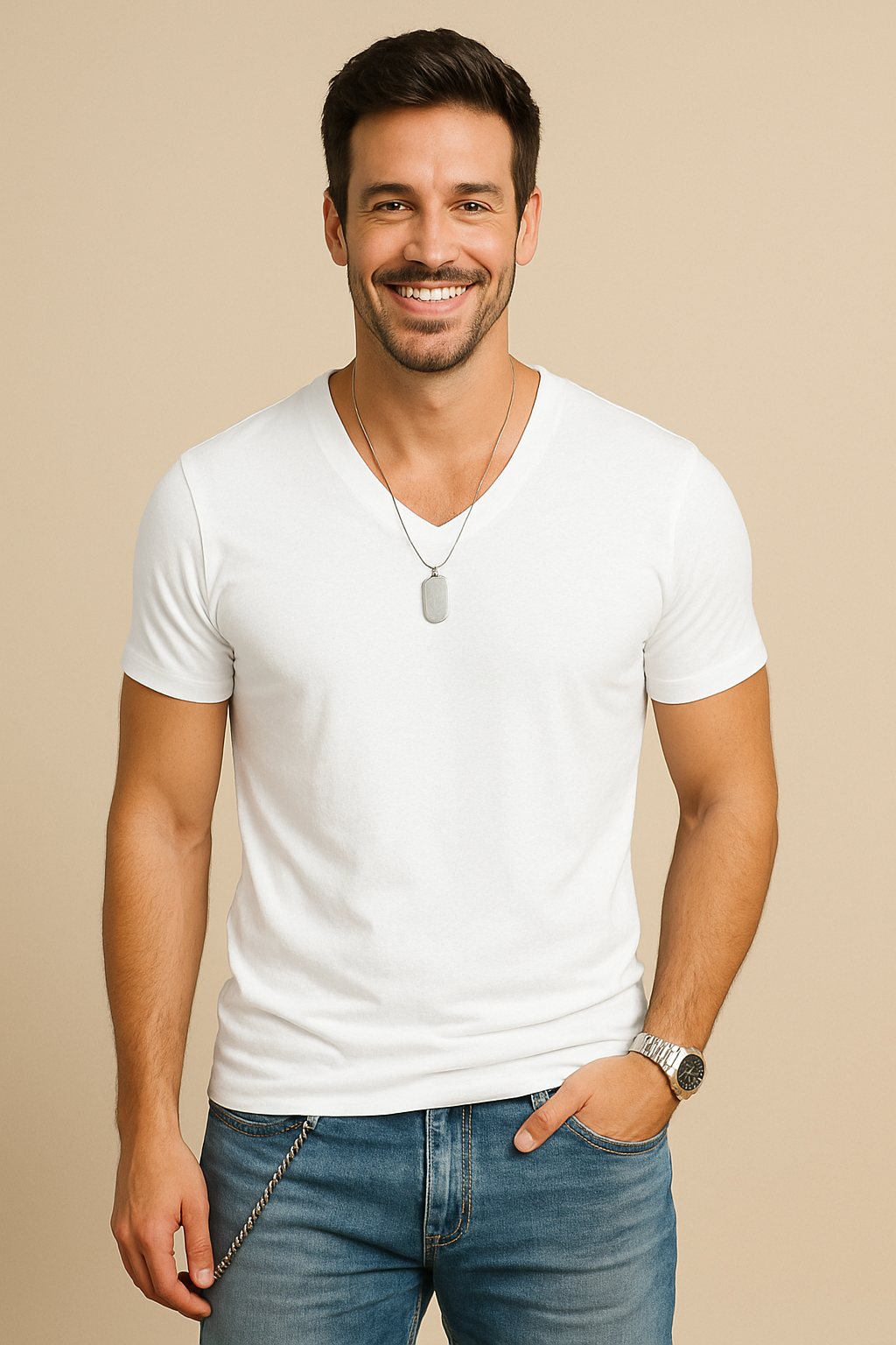 WILHELM | Herren T-Shirt mit V-Ausschnitt für Sommer und Alltag