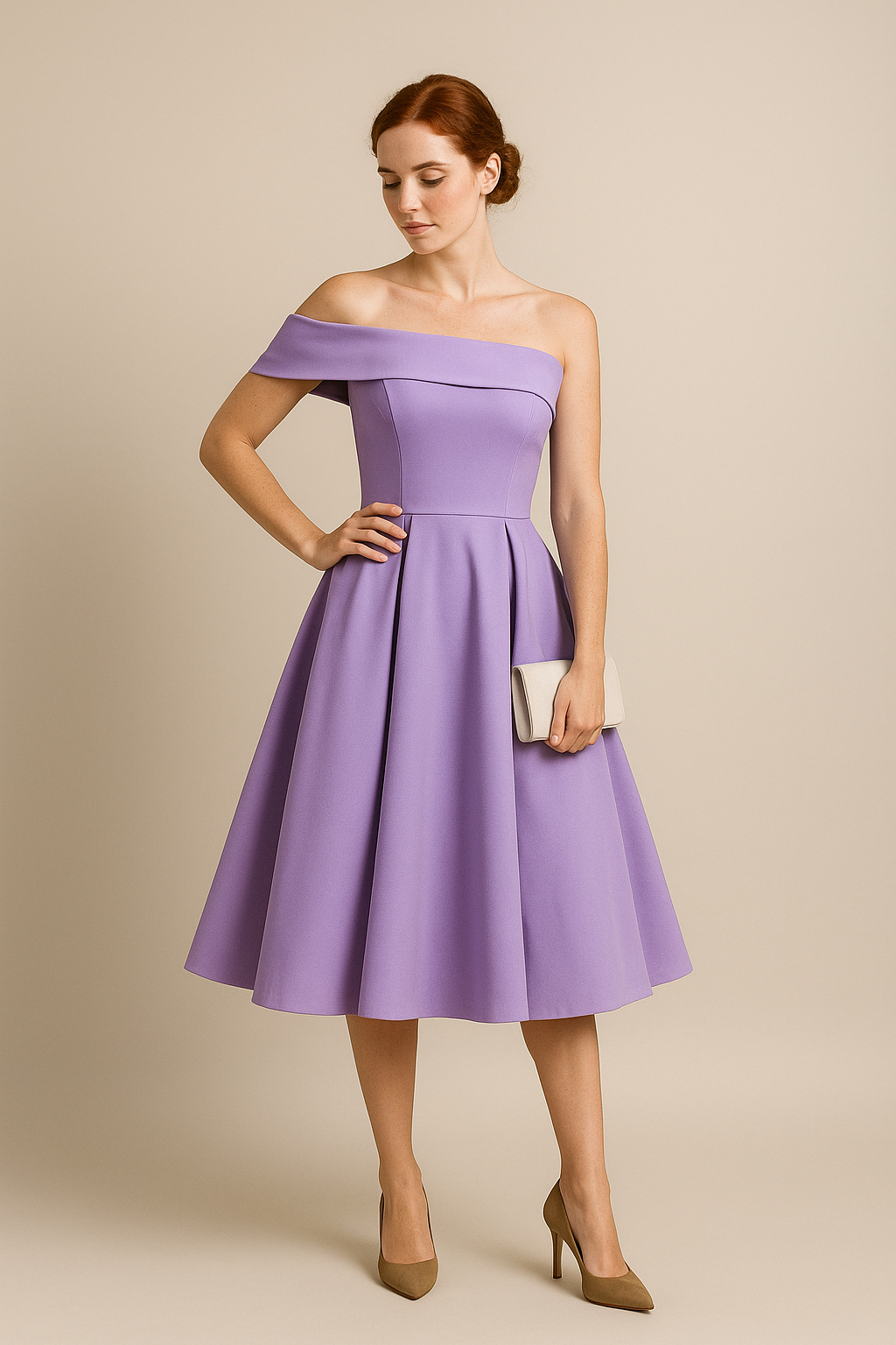 WILHELM | Damen Schulterfreies A-Linien Kleid, Atmungsaktiv und Stilvoll