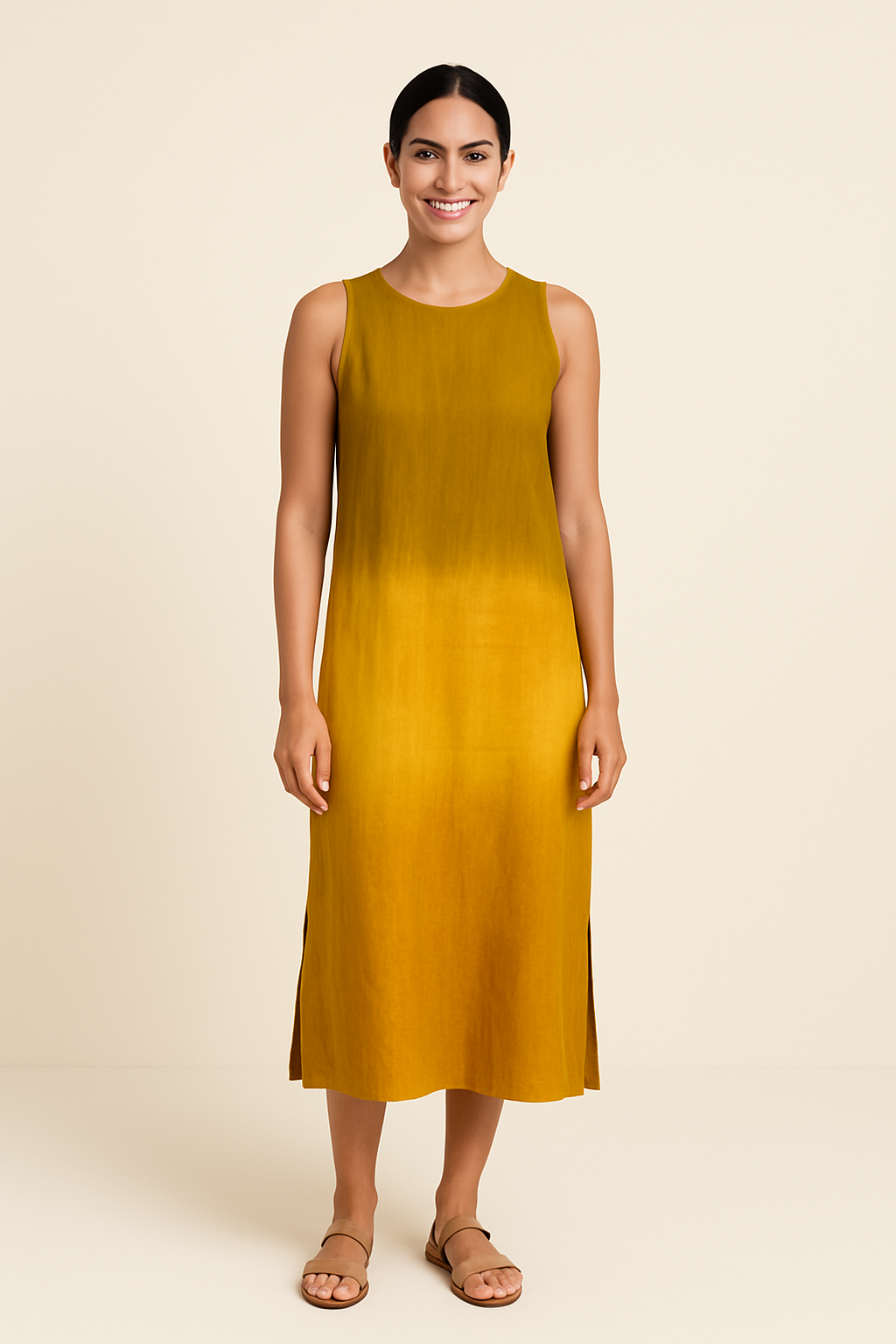 WILHELM | Damen Ärmelloses Maxikleid mit Rundhalsausschnitt luftig & leicht