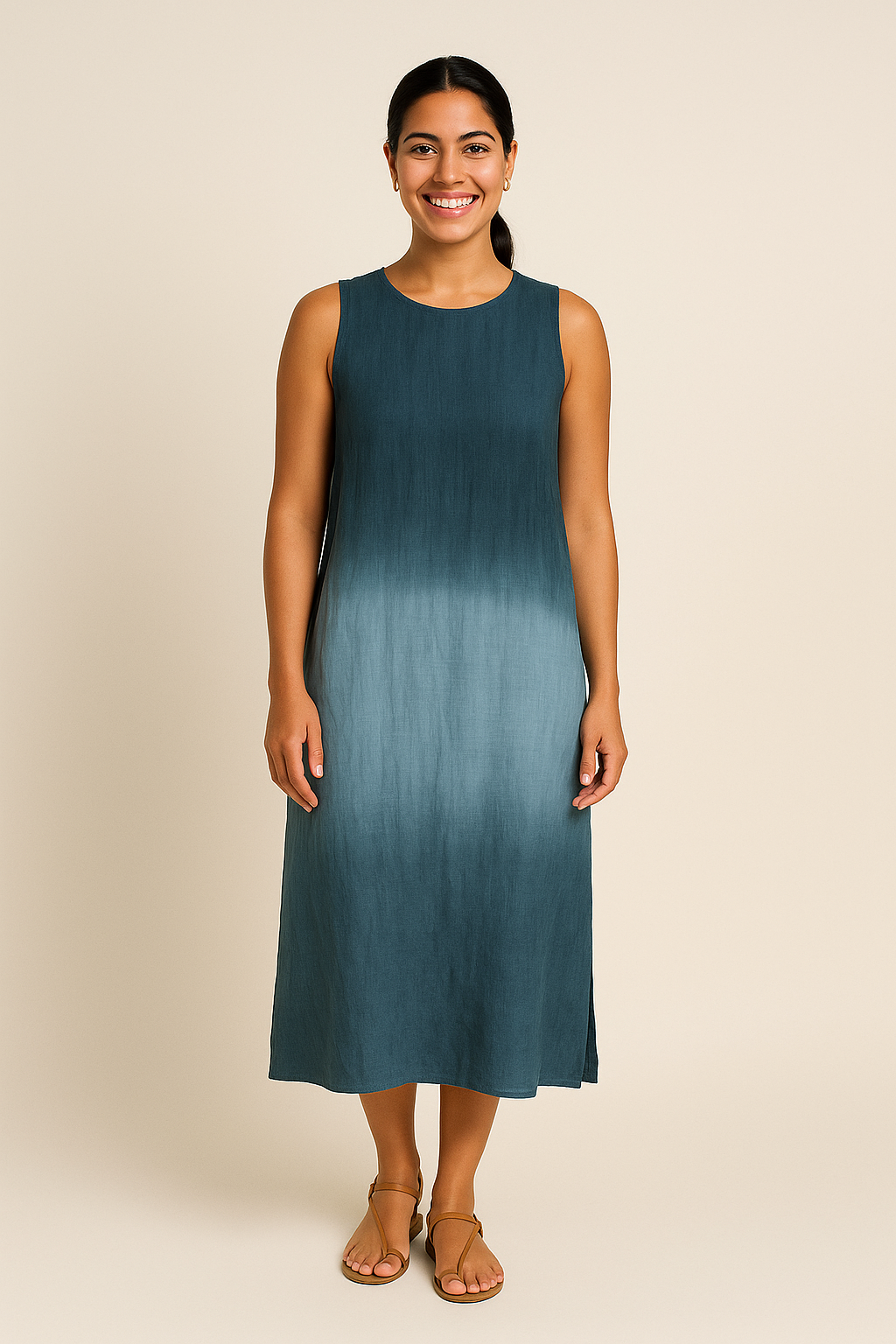 WILHELM | Damen Ärmelloses Maxikleid mit Rundhalsausschnitt luftig & leicht