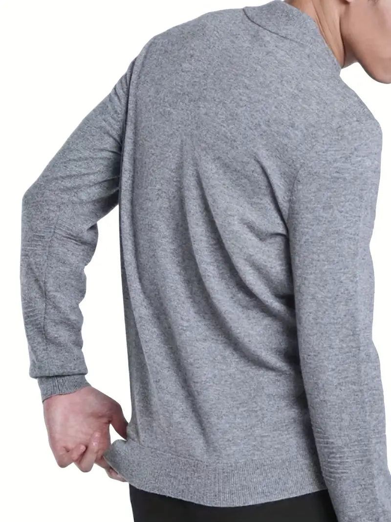 Herren Strickpullover, halber Reißverschluss Stehkragen leicht warm bequem vielseitig