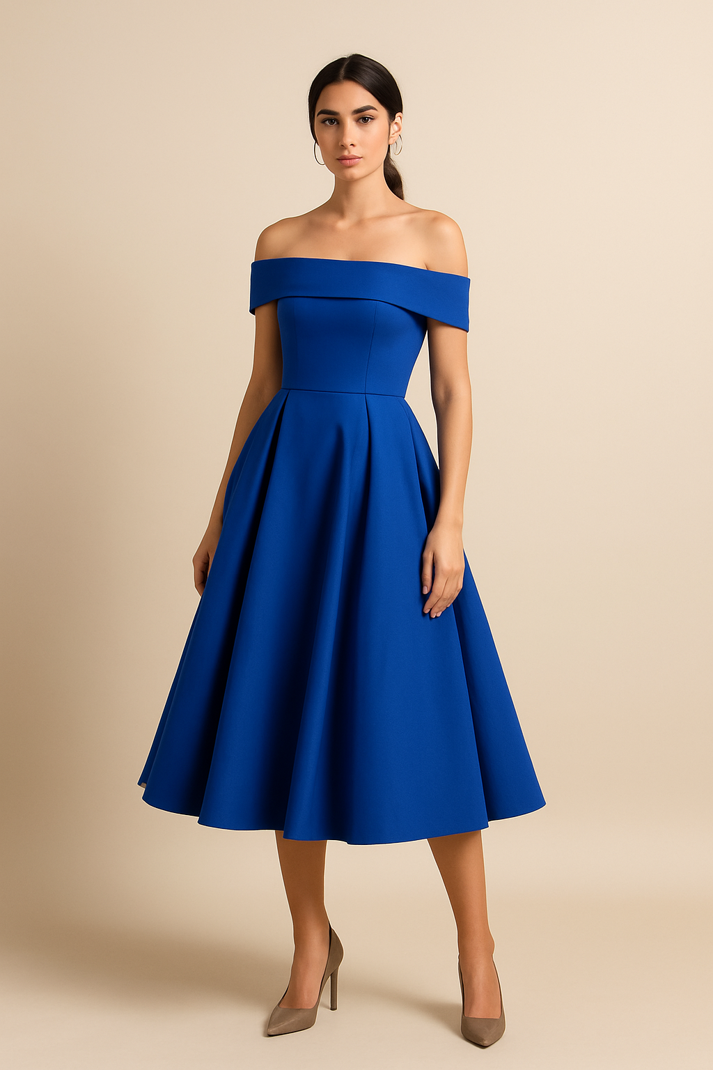 WILHELM | Damen Schulterfreies A-Linien Kleid, Atmungsaktiv und Stilvoll