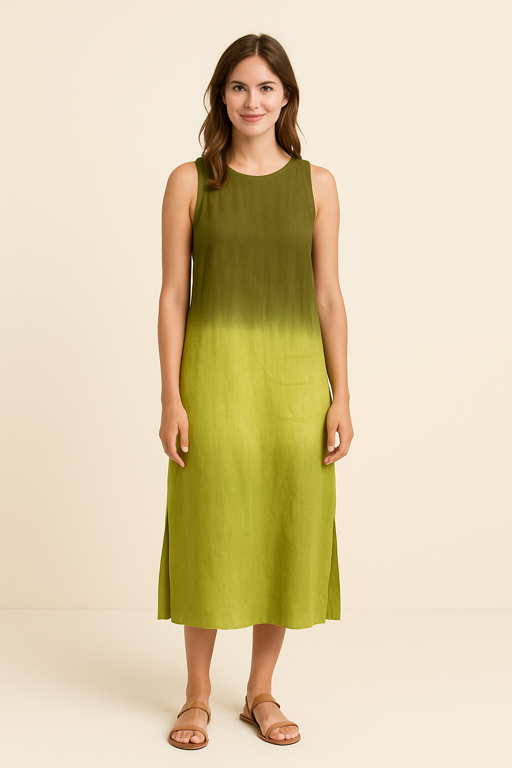 WILHELM | Damen Ärmelloses Maxikleid mit Rundhalsausschnitt luftig & leicht