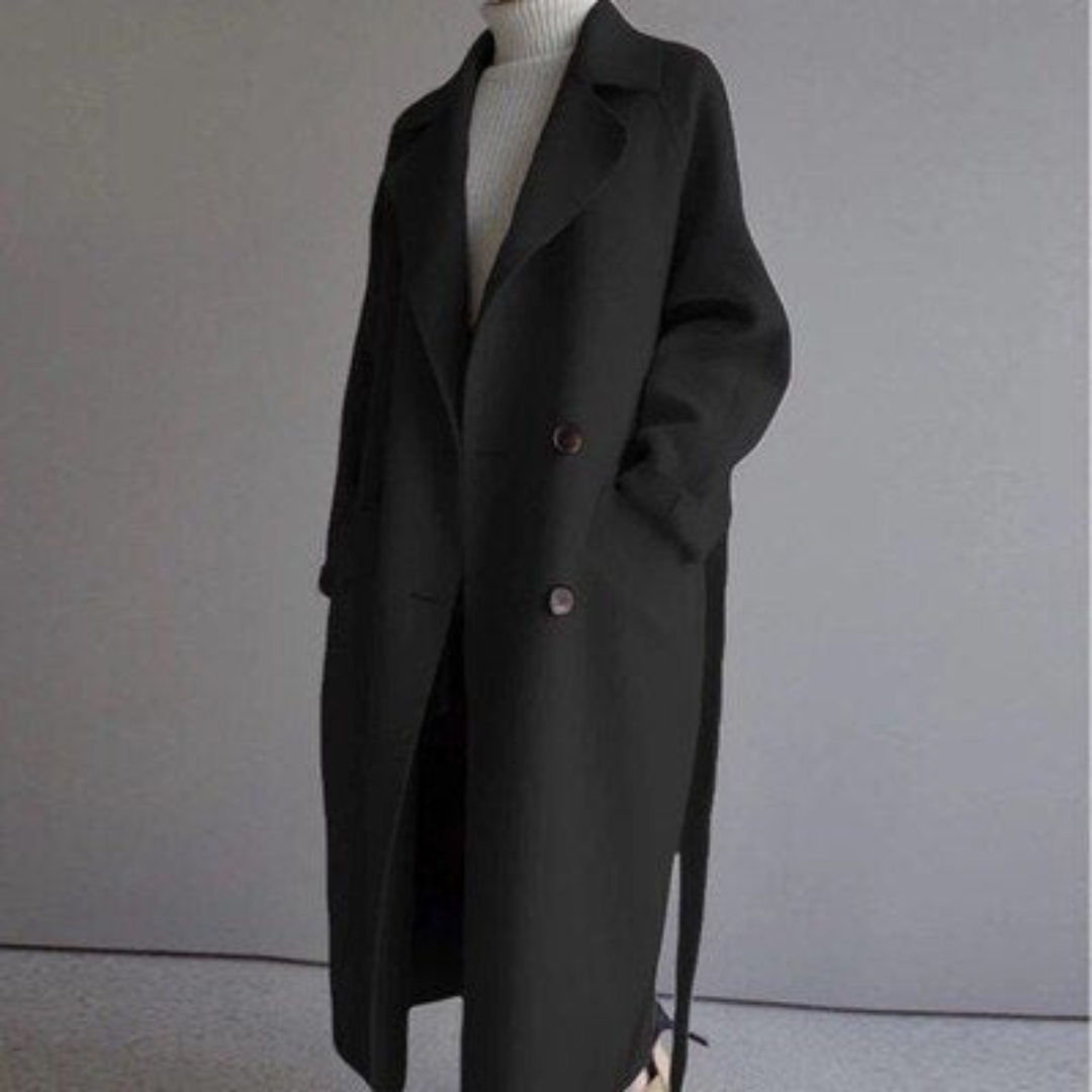 Damen Woll Trenchcoat Mischung taillierte lange elegante warme klassische Passform