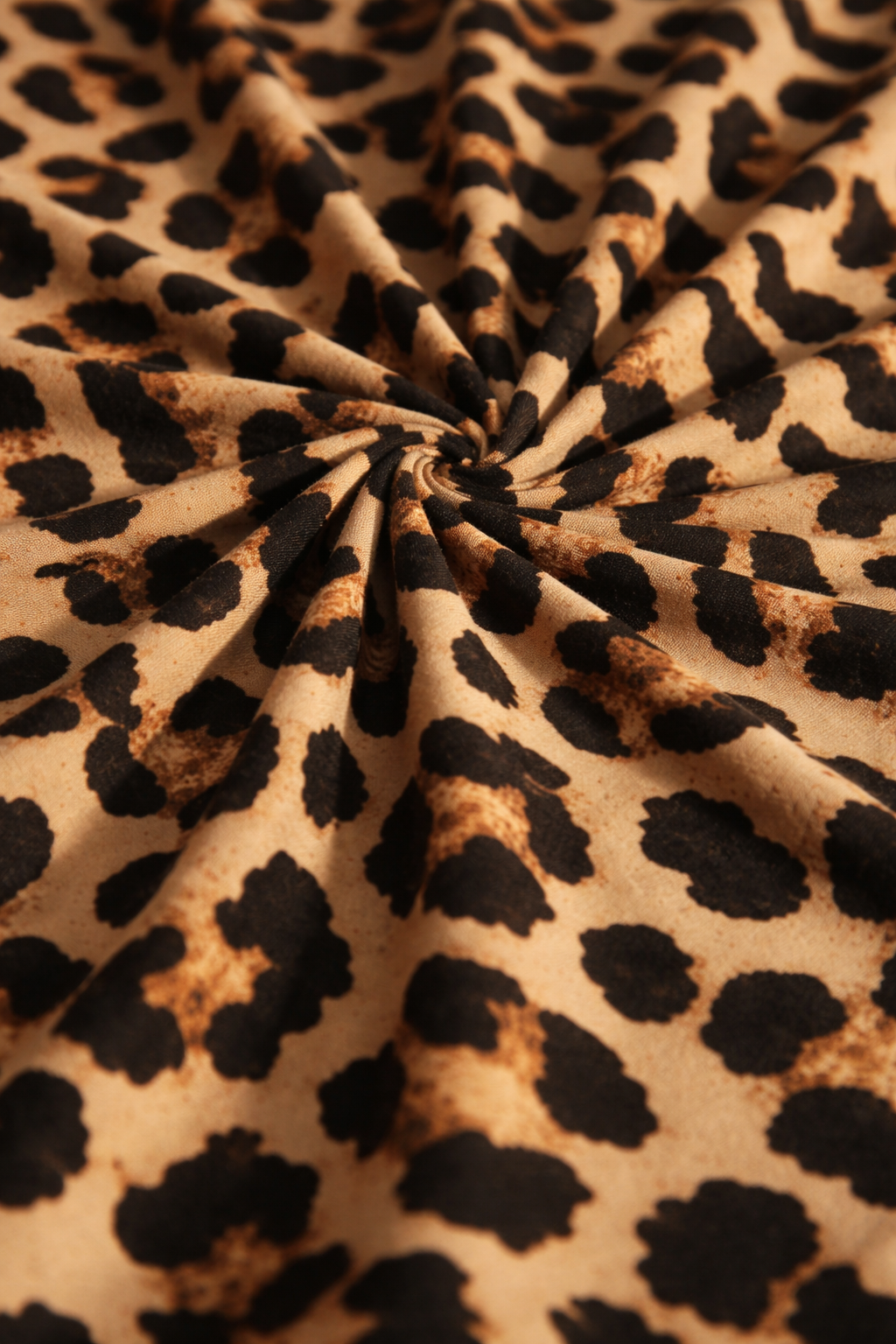 Damen Minikleid Leopardenmuster Raffung Volant A-Linie Taillenausschnitt elastisch