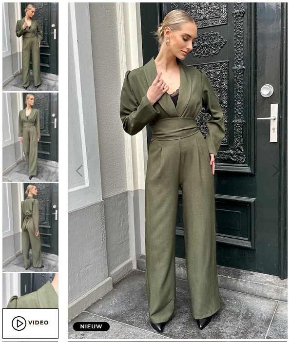 Damen Jumpsuit langarm, Knopfleiste, klassische Passform, elegant