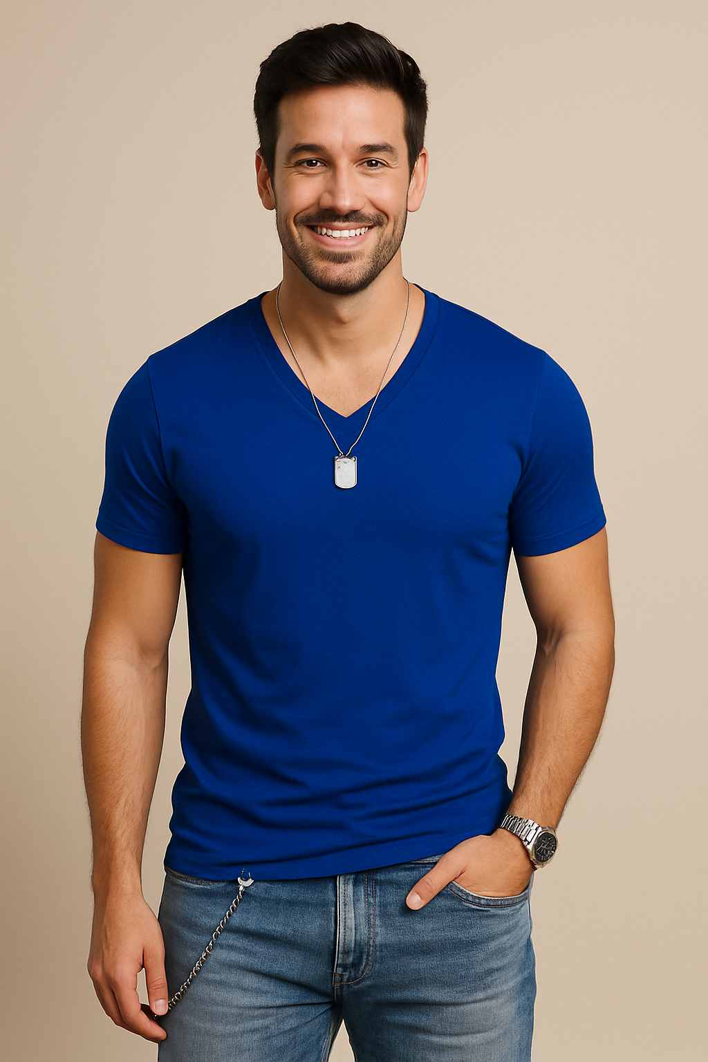 WILHELM | Herren T-Shirt mit V-Ausschnitt für Sommer und Alltag