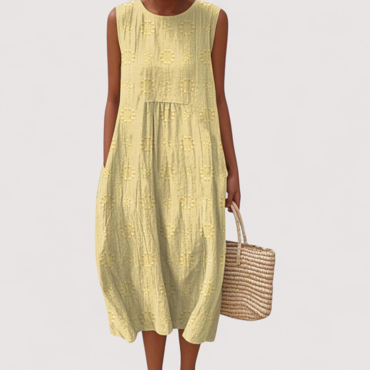 Damen Kleid ärmellos Blumenmuster locker geschnitten leicht atmungsaktiv bequeme Passform Sommer
