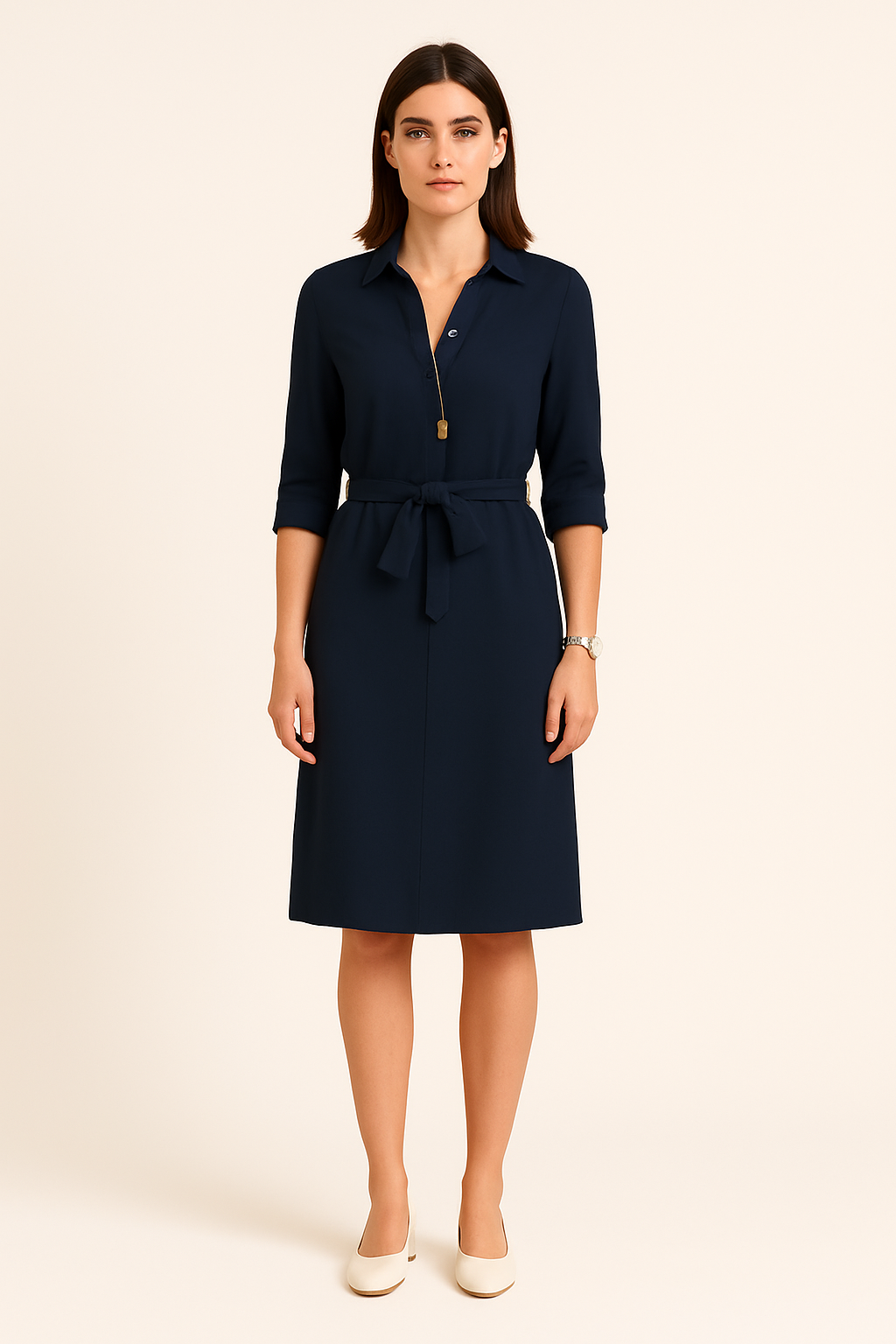 WILHELM | Festliches Damen Hemdblusenkleid mit Knopfleiste
