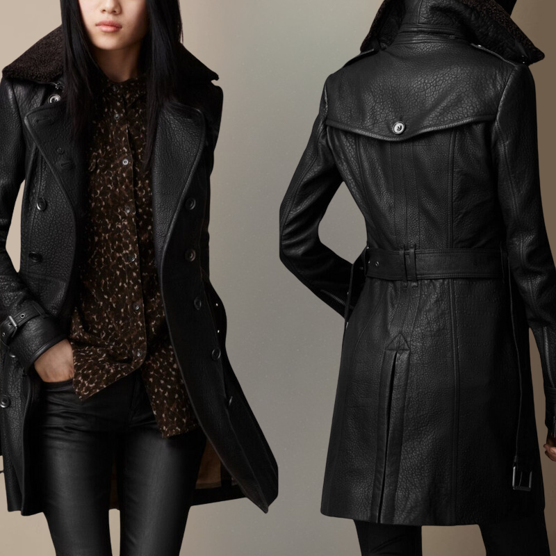Birgit – Luxuriöse Lederjacke Graben Mantel