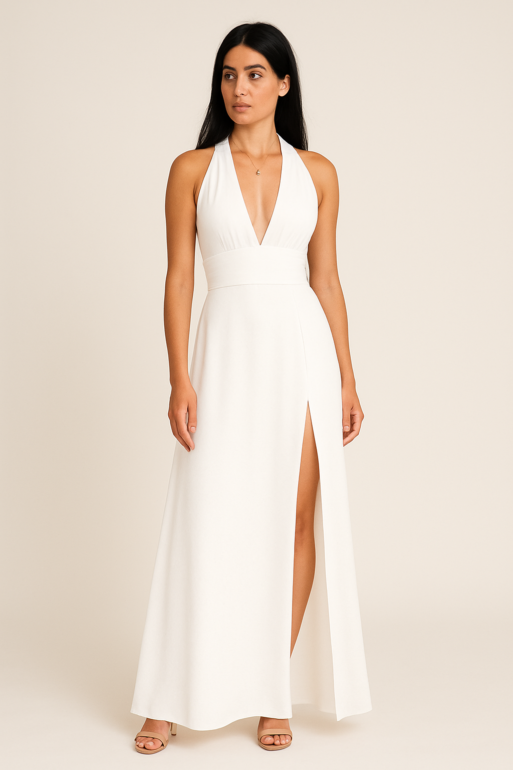 WILHELM | Festliches Damen Maxikleid mit Neckholder-Ausschnitt luftig & leicht