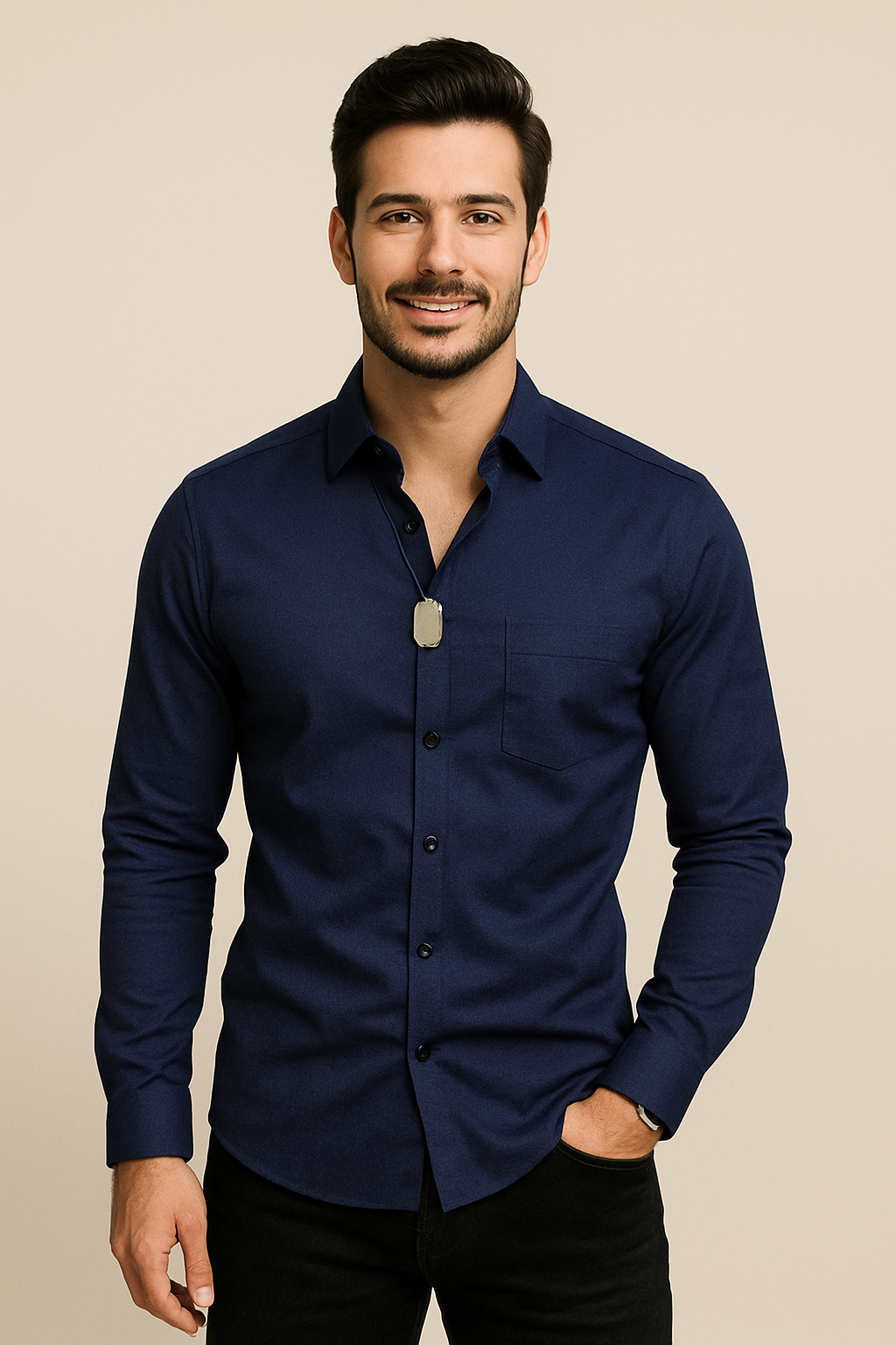 WILHELM | Herren Langarmhemd mit Stretch für Büro und Alltag