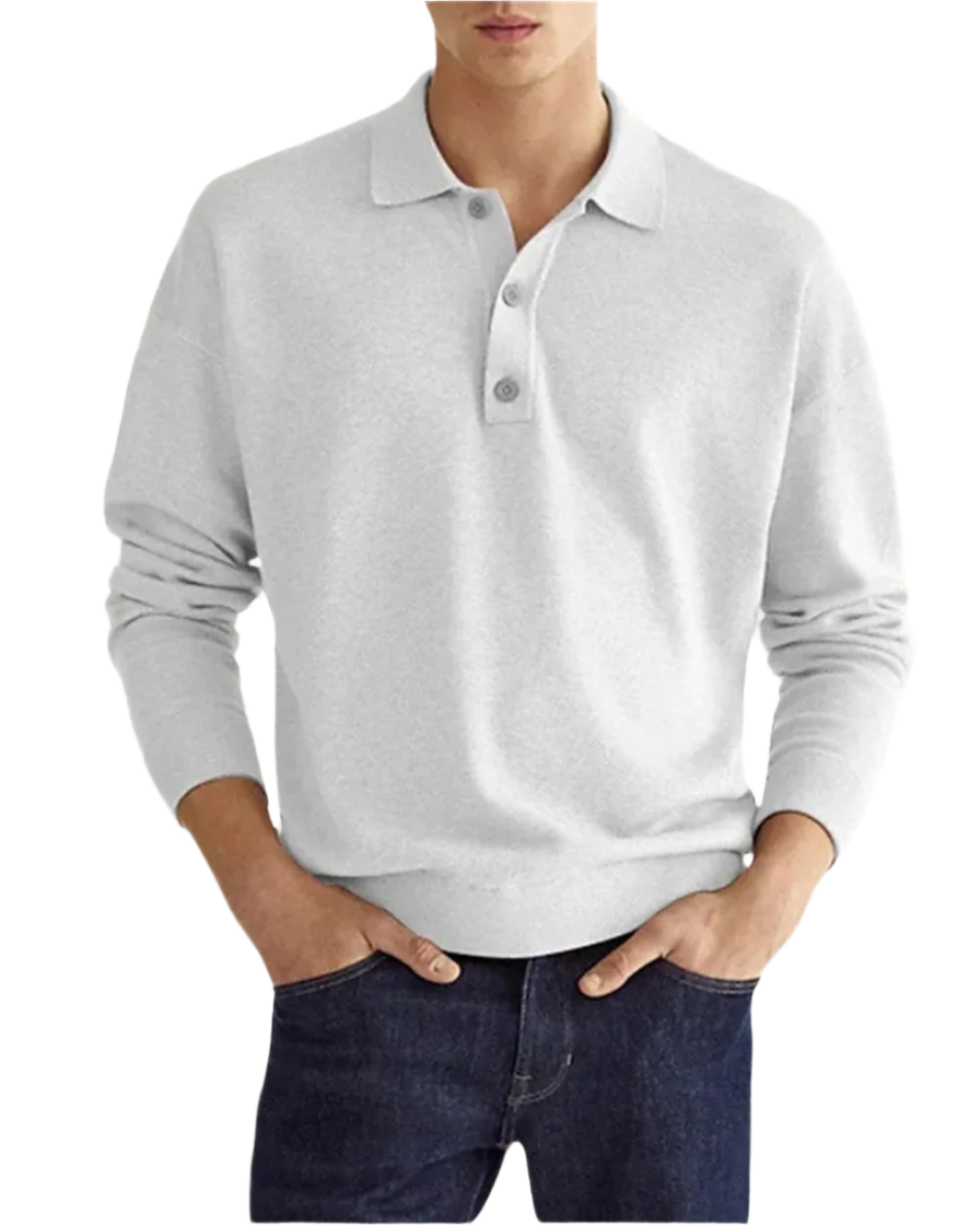Herren Polopullover tailliert Kragen langarm atmungsaktiv bequem vielseitig