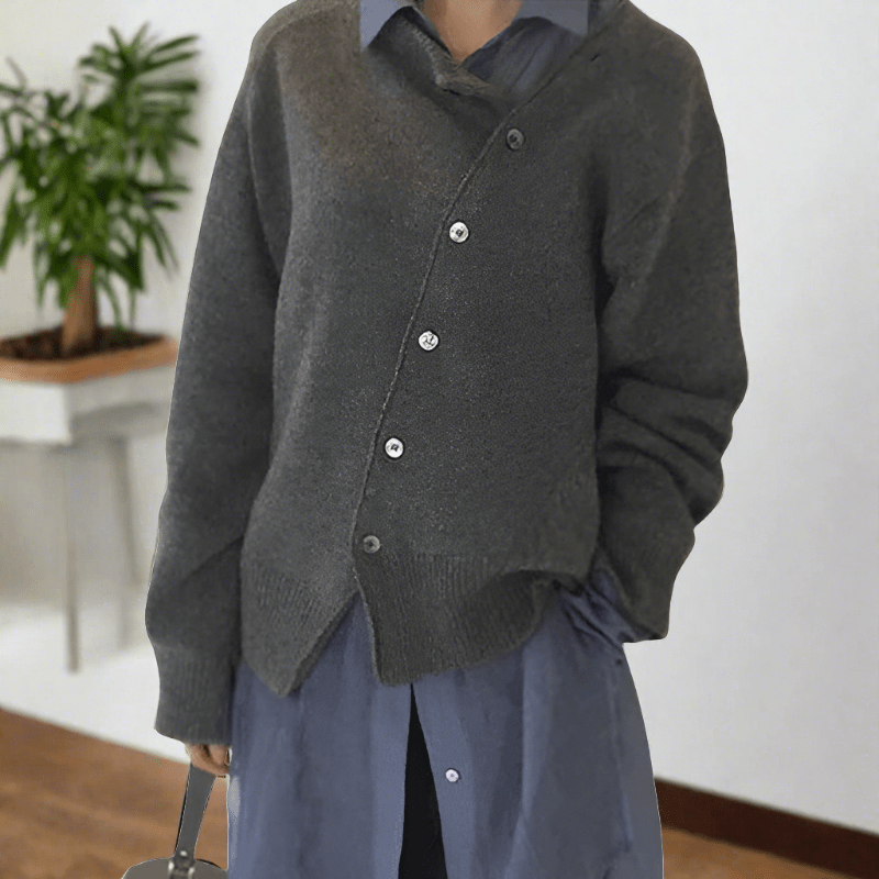 Damen Strickjacke Knopfleiste leicht locker weiche atmungsaktive bequeme Passform