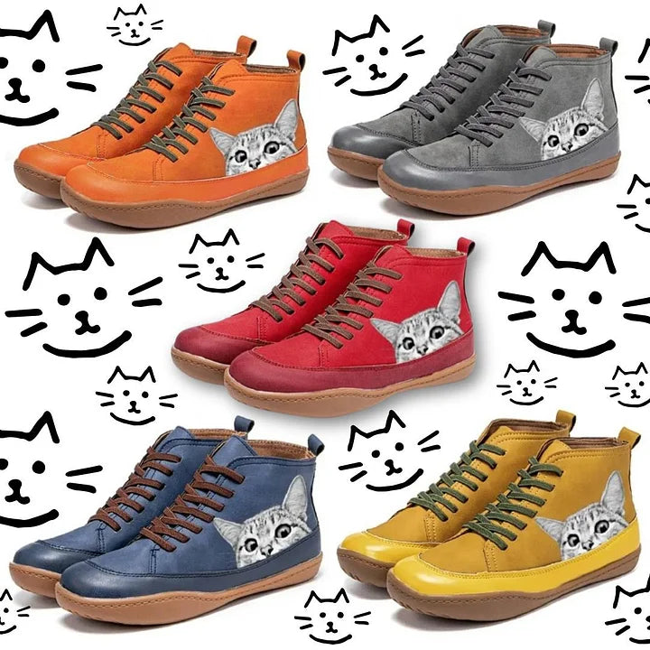 Unisex Sneakers Katzenmotiv Schnürung rutschfest atmungsaktiv bequem