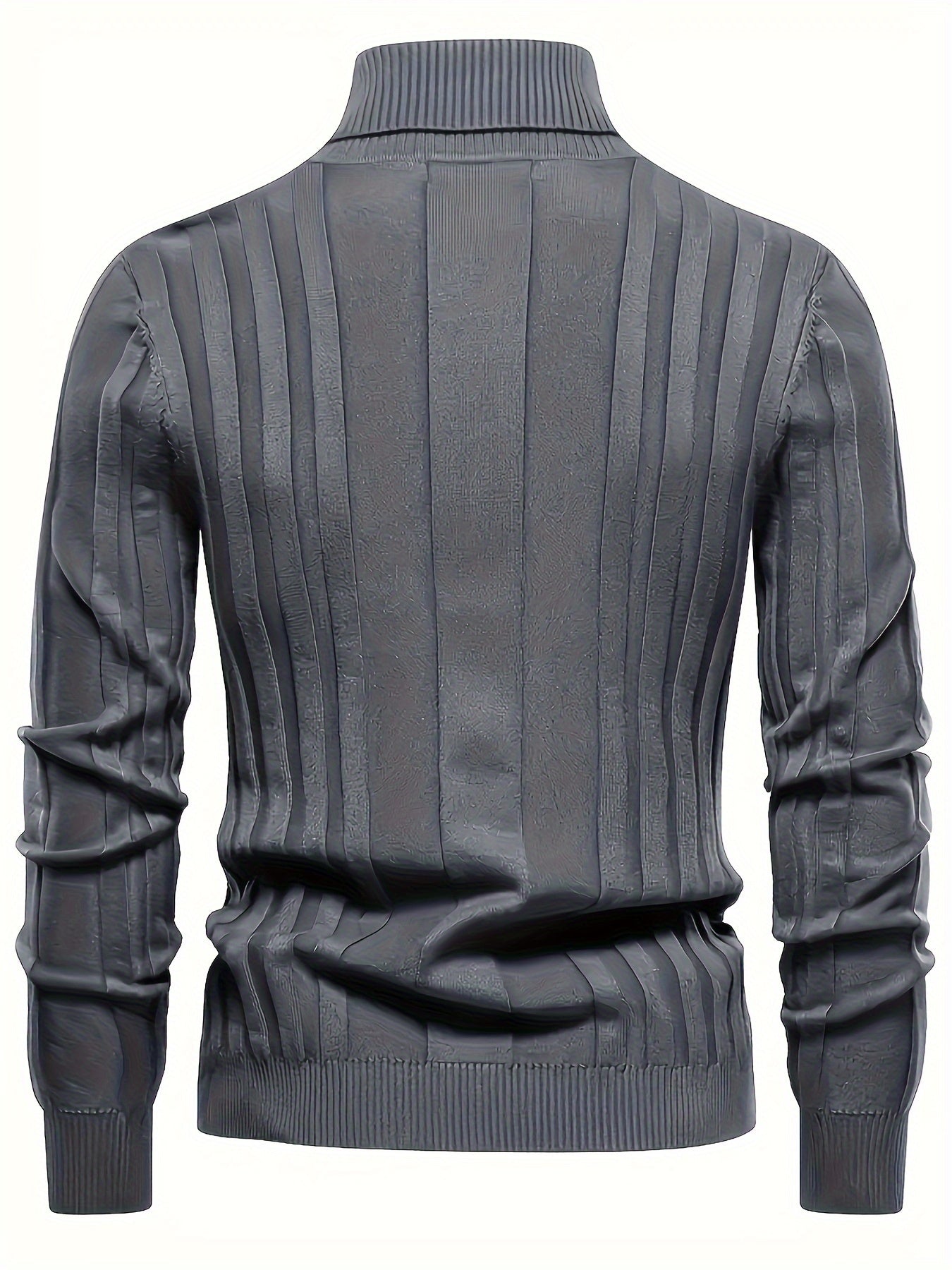 Herren Rollkragenpullover gerippt Slim Fit elastisch Langarm bequem warm