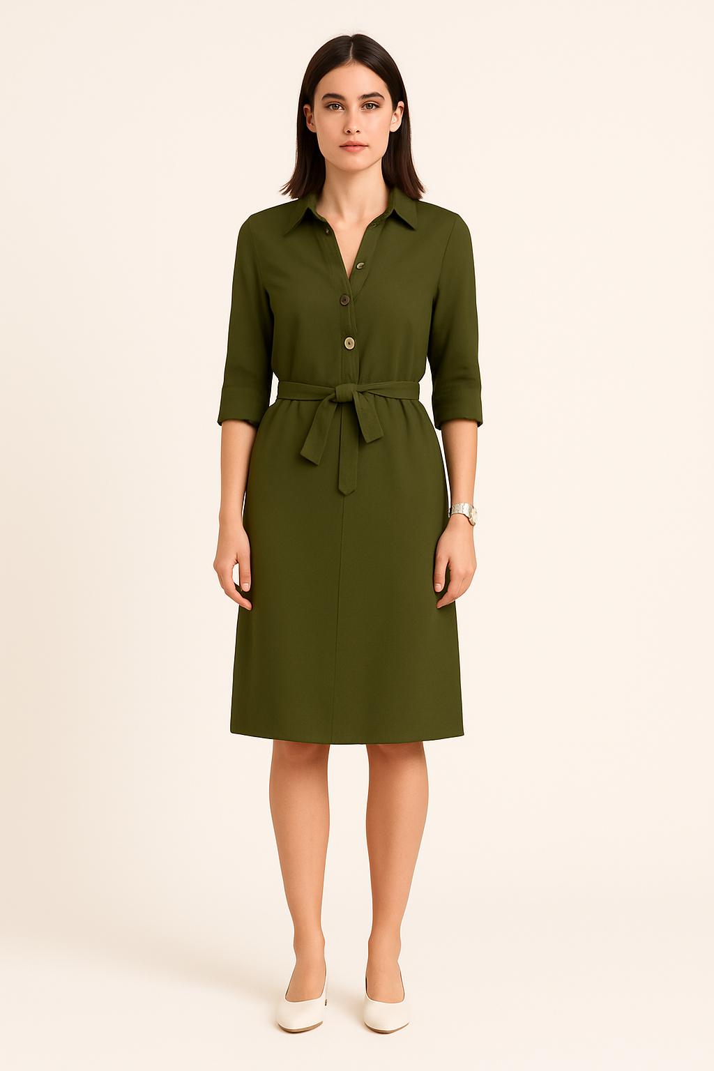 WILHELM | Festliches Damen Hemdblusenkleid mit Knopfleiste