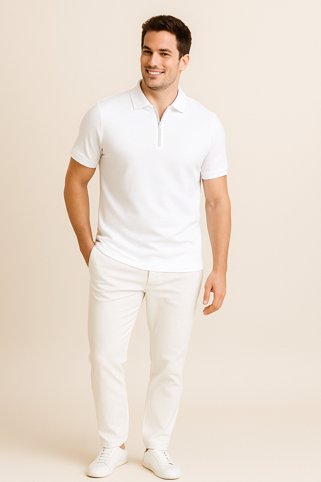 WILHELM | Herren Sommer Poloshirt mit Reißverschluss und schmaler Passform