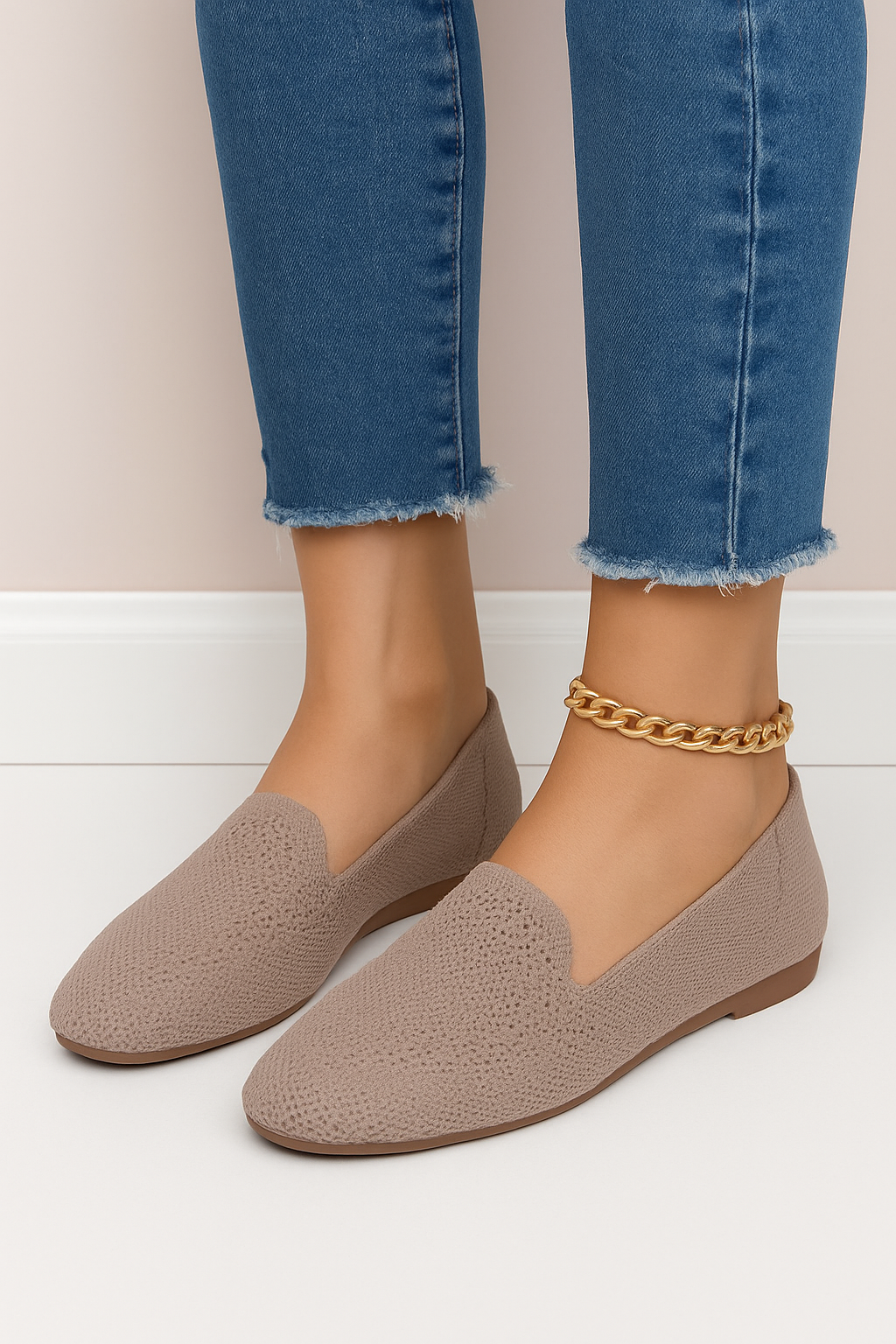 WILHELM | Damen Slipper-Loafer aus Strick für Arbeit & Freizeit