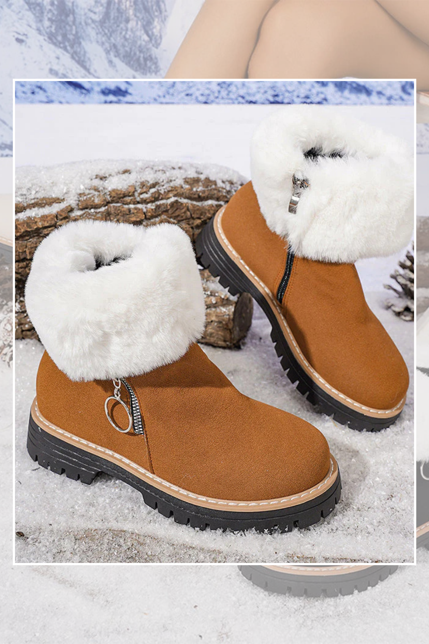 Damen Schneestiefel Kunstpelz Reißverschluss rutschfest warm bequem