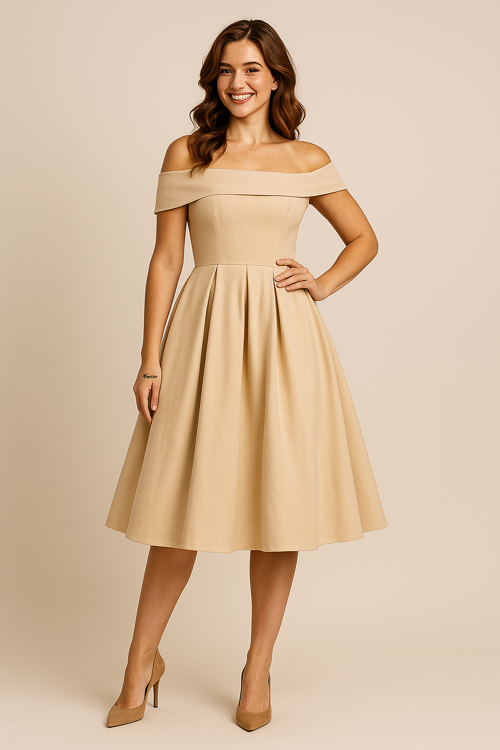 WILHELM | Damen Schulterfreies A-Linien Kleid, Atmungsaktiv und Stilvoll