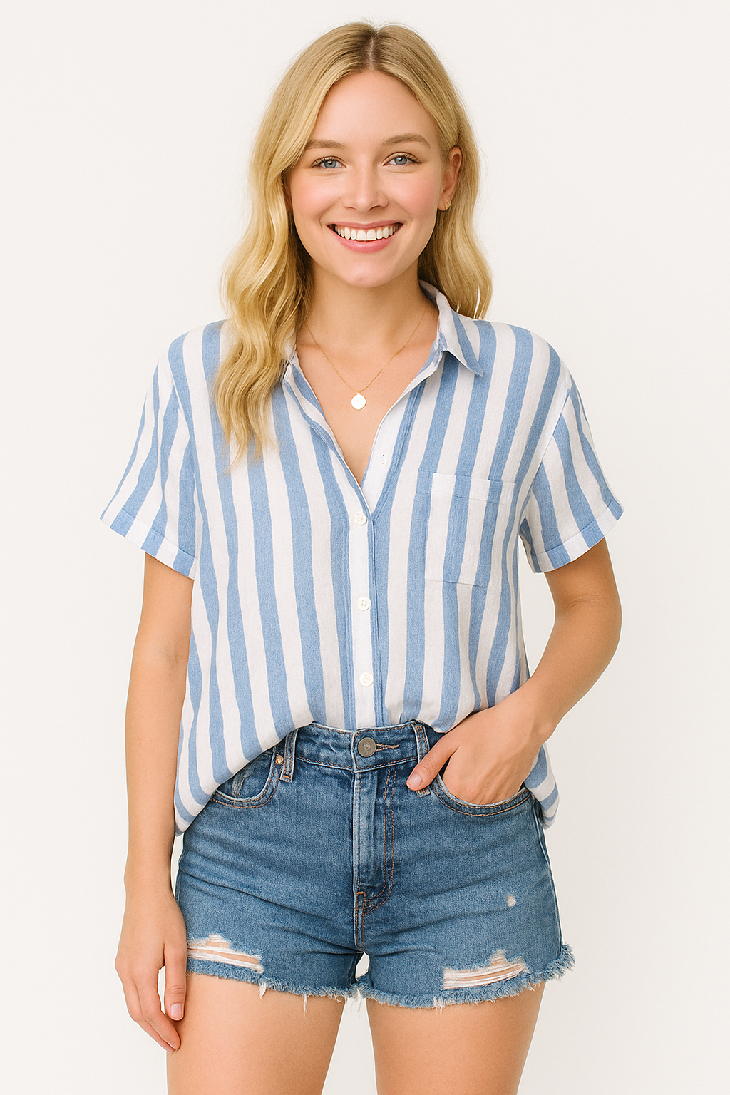 WILHELM | Damen Bluse aus Leinenmischung mit Streifen luftig & leicht
