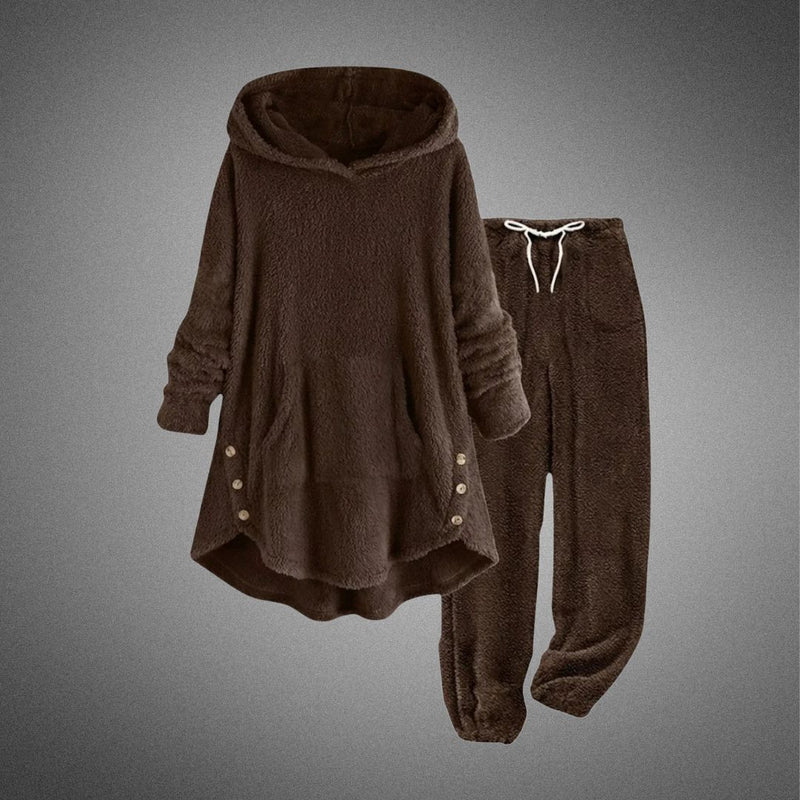 Damen zweiteiliges Set Tunika, Kapuzenhose lose weiche bequeme Freizeit