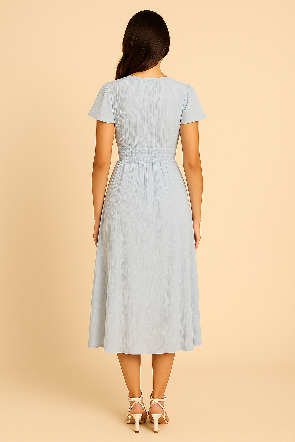 WILHELM | Damen Maxikleid luftig-leicht mit Knopfleiste und Puffärmeln