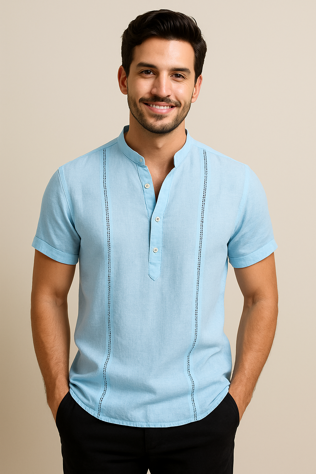 WILHELM | Herren Kurzarmhemd aus Leinenmix für Sommer und Alltag