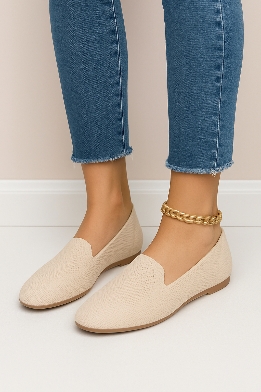 WILHELM | Damen Slipper-Loafer aus Strick für Arbeit & Freizeit