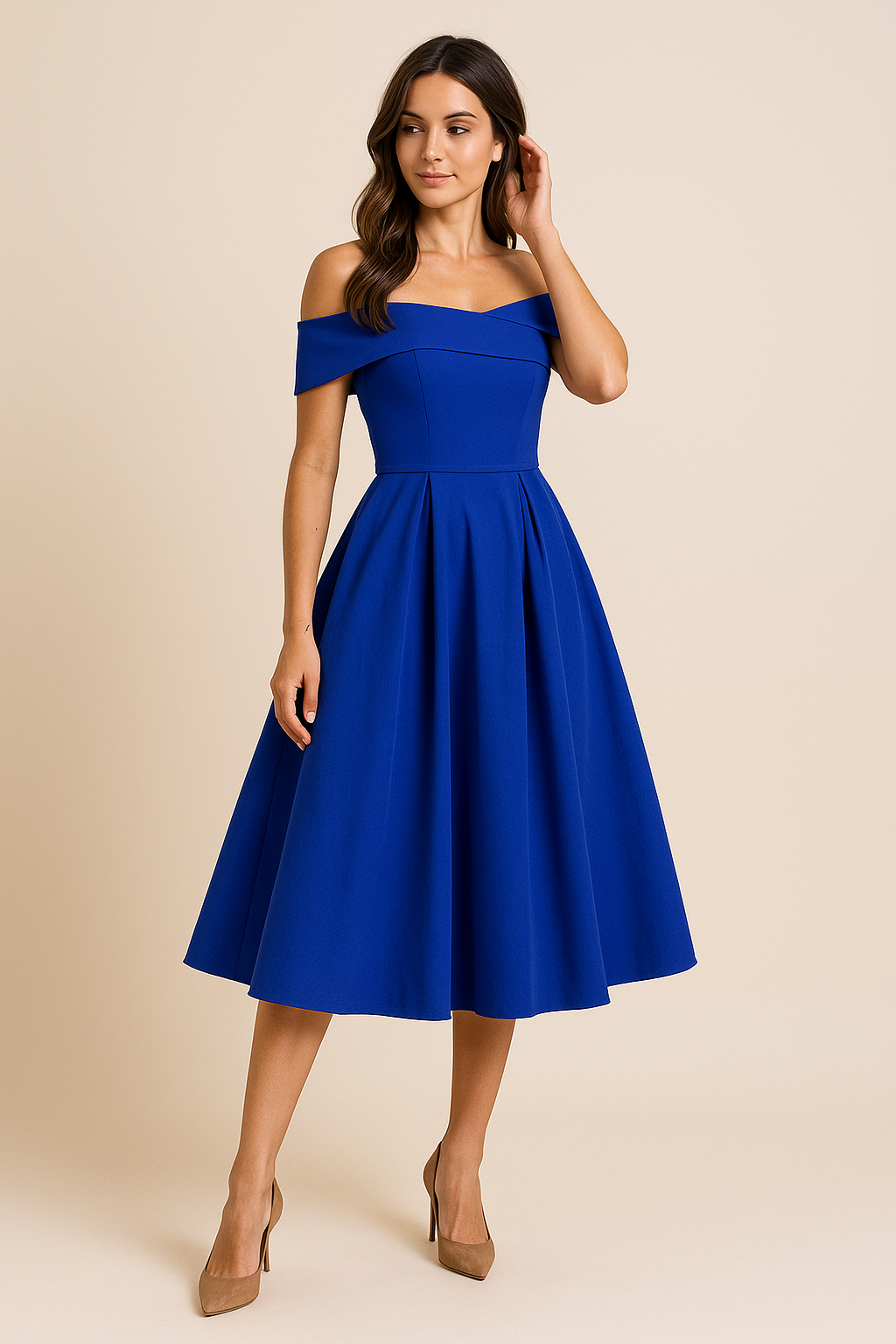 WILHELM | Damen Schulterfreies A-Linien Kleid, Atmungsaktiv und Stilvoll