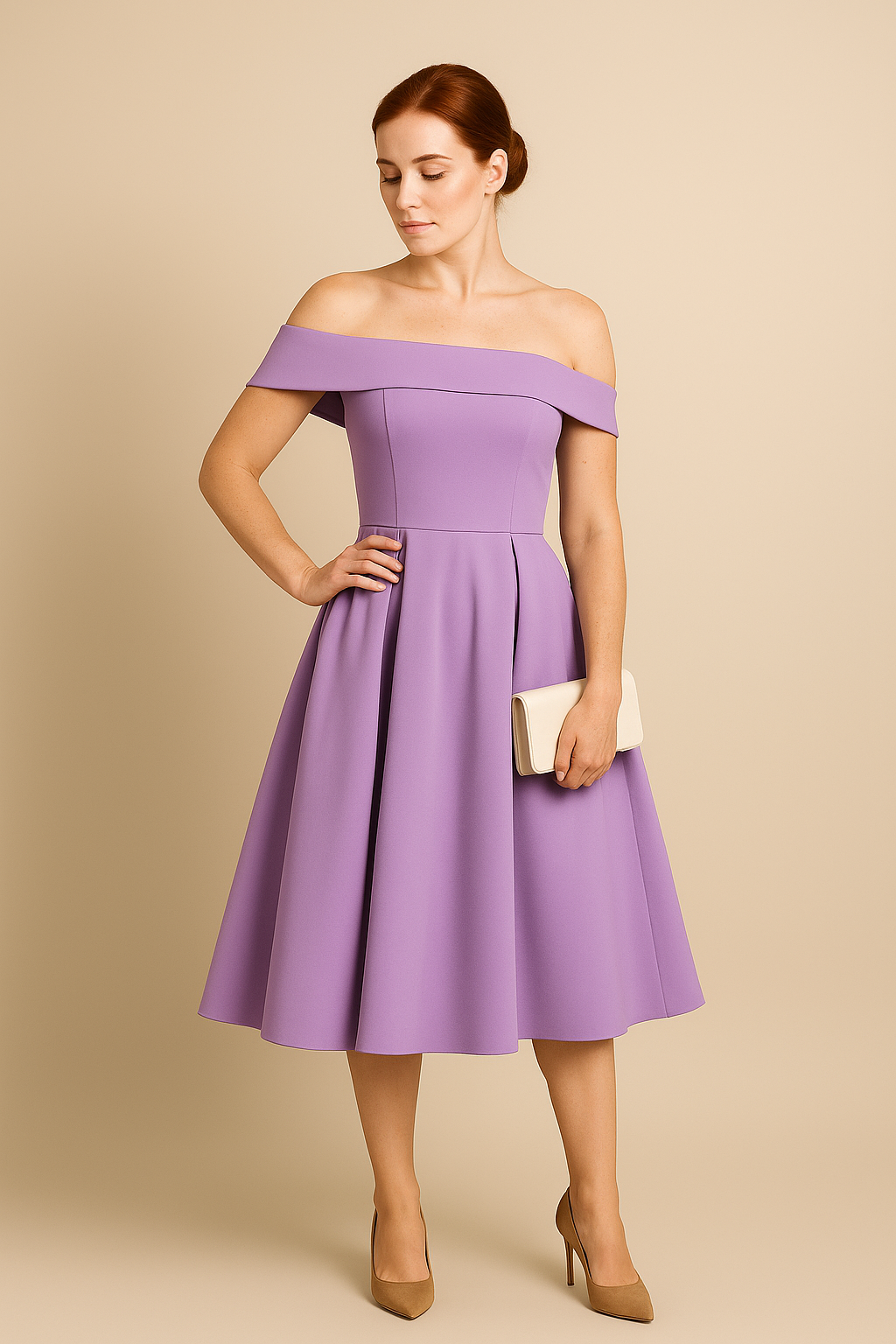 WILHELM | Damen Schulterfreies A-Linien Kleid, Atmungsaktiv und Stilvoll