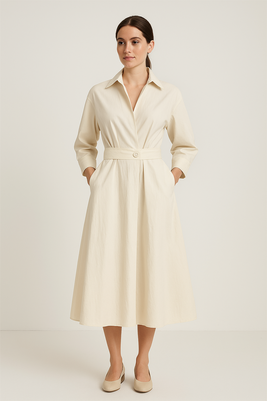WILHELM | Sommerliches Damen Hemdblusenkleid in Baumwolloptik mit taillierter Passform