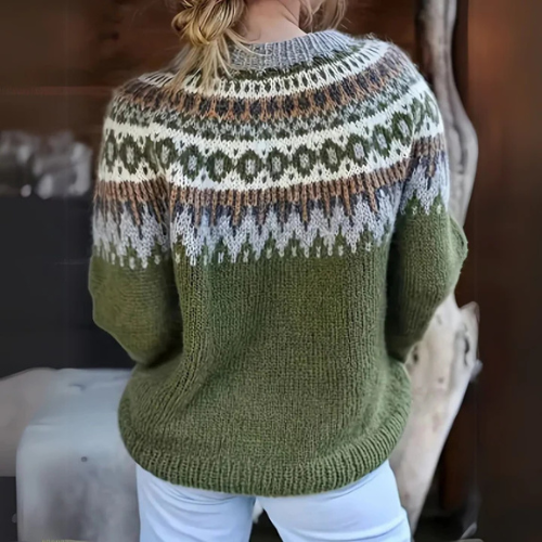Damen Strickpullover Rundhals Muster Lässig Warm Komfort Winter