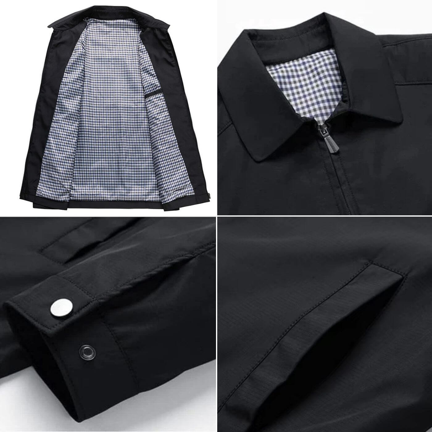 Herren Übergangsjacke Slim Fit leicht kariert gefüttert Freizeitjacke langarm einfarbig