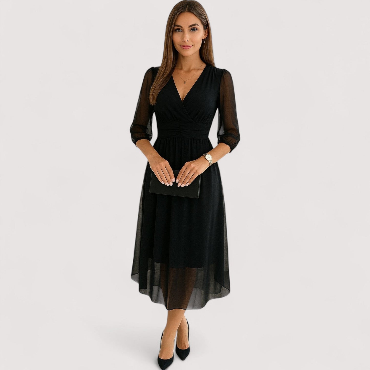 Damen Chiffonkleid leicht luftig fließend bequeme Passform für Alltag und Freizeit