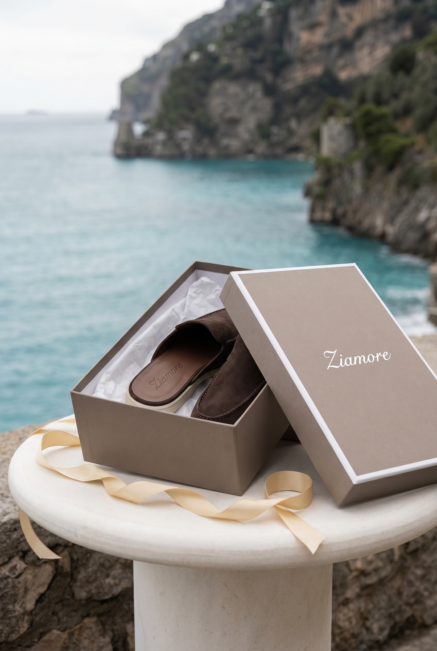 Slip-on Mule braun offen rutschfest mit gepolstertem Innenbereich