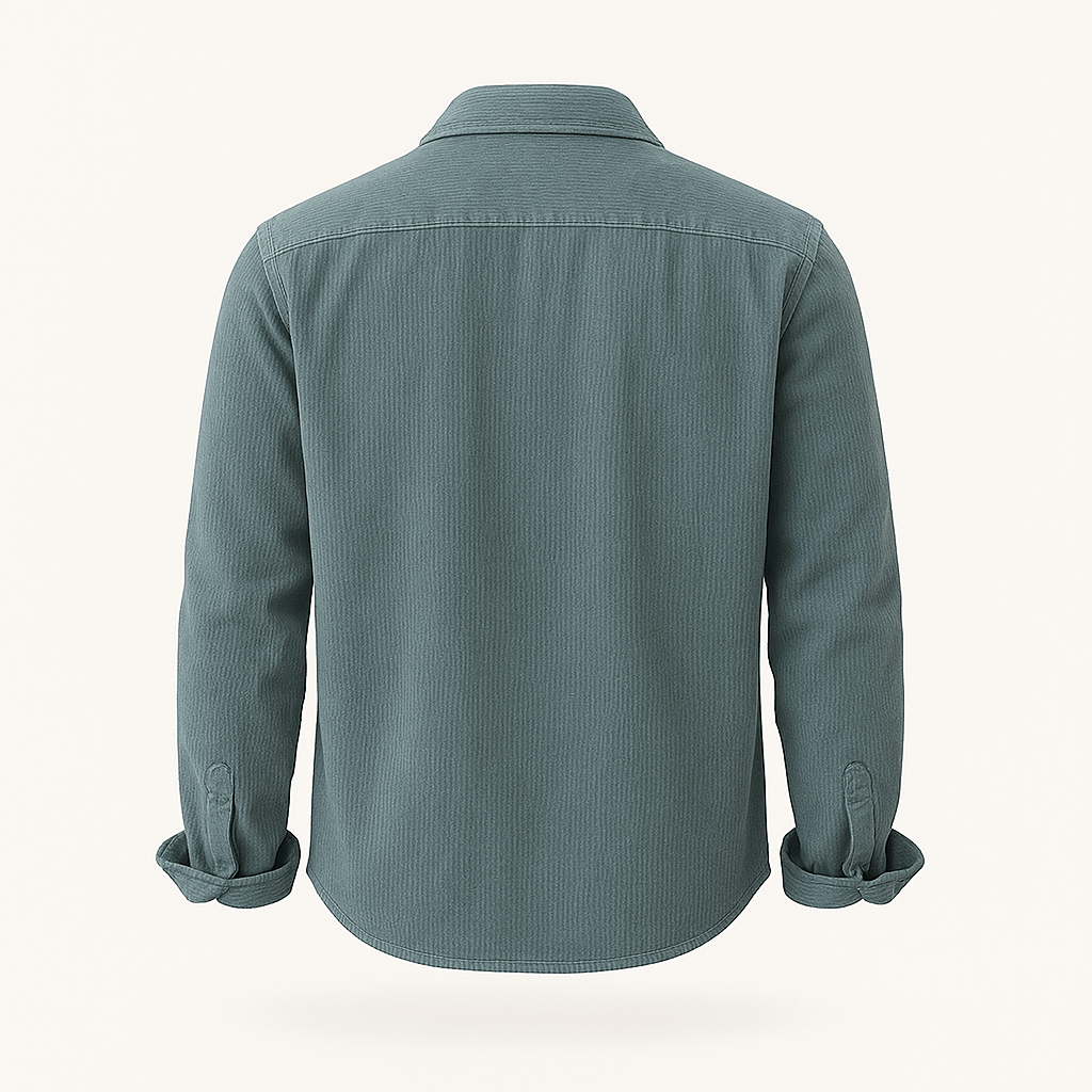 Herren Cordhemd langarm einfarbig Knopfleiste Regular Fit Freizeit Business Hemd Taschen