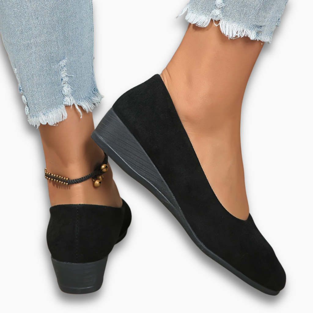 Damen Slip-on Keilabsatz runder Slip-On rutschfest bequem vielseitig