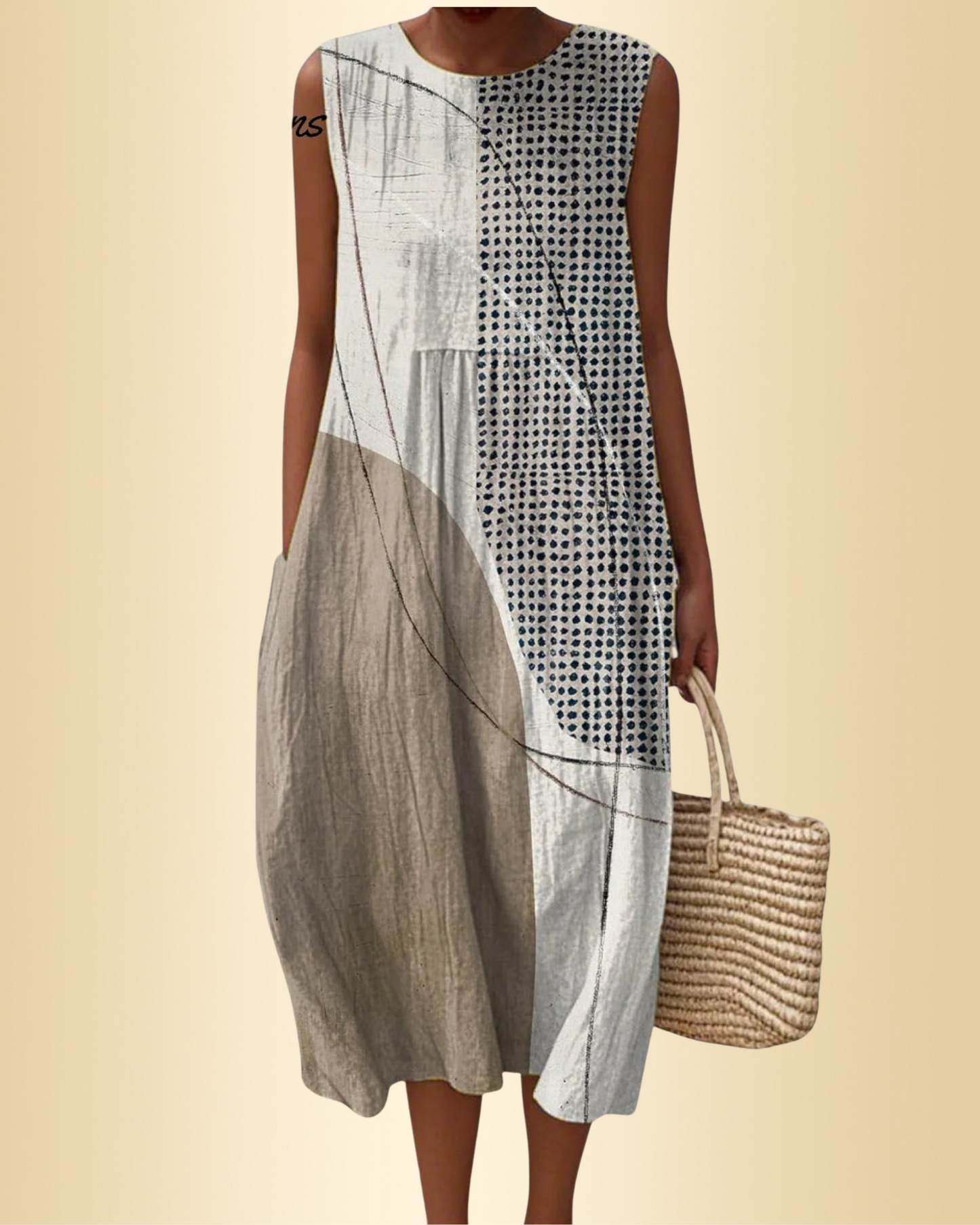 Damen Kleid abstraktes Muster locker Passform leicht fließend sommerlich bequem