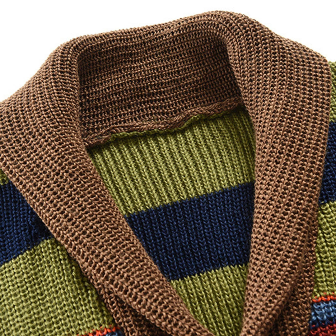 Damen Strickjacke Langarm Knopfleiste Bunt Muster Regular Fit Wollmischung Freizeit Winter Cardigan