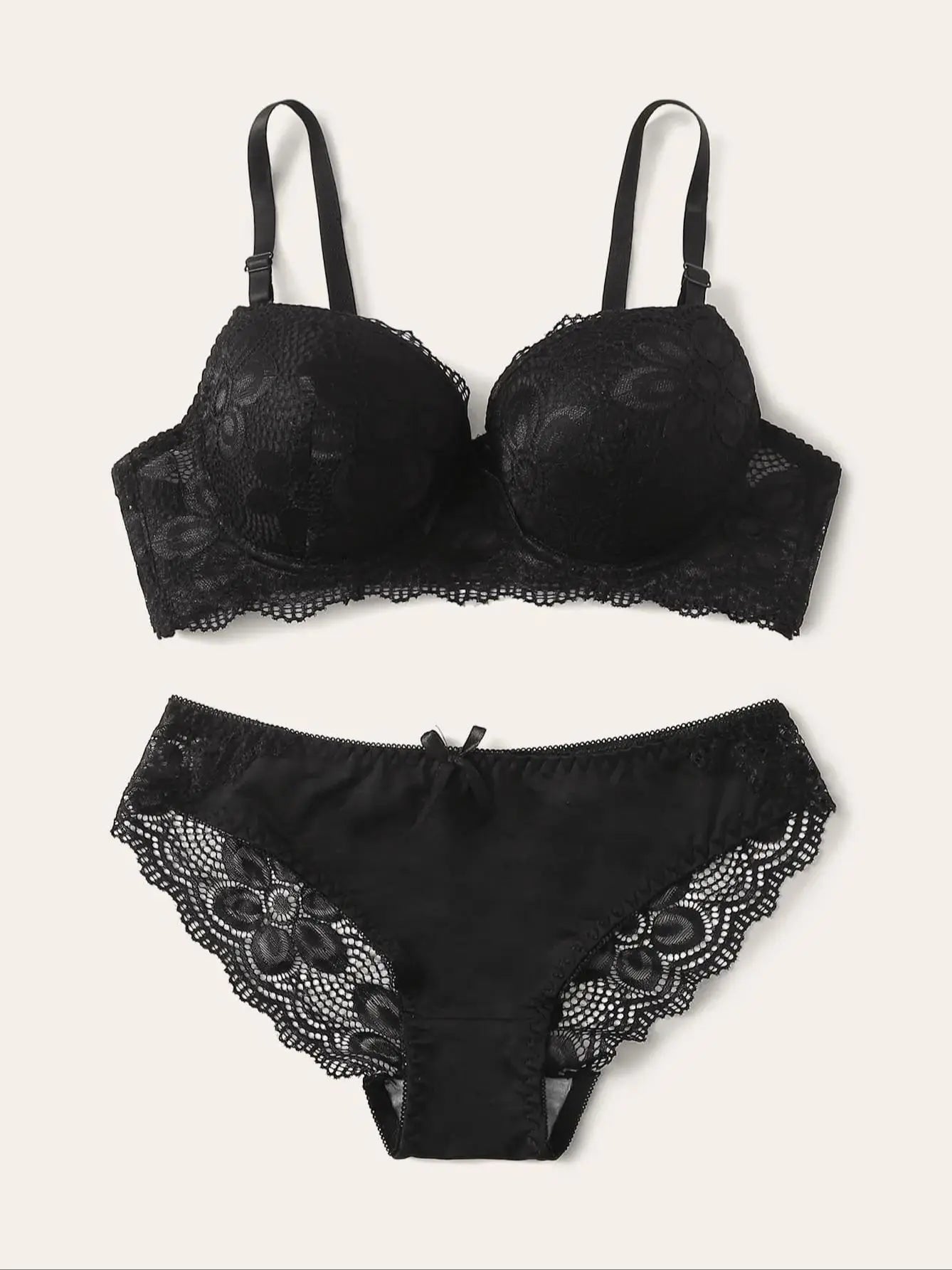 Damen Push-up Dessous Set Rot Spitzen BH mit Bügel und Slip