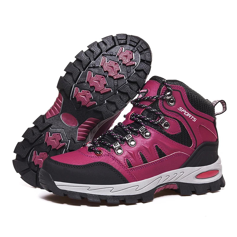 Damen Wanderschuhe Schwarz Olivgelb rutschfest knöchelhoch Outdoor Profilsohle