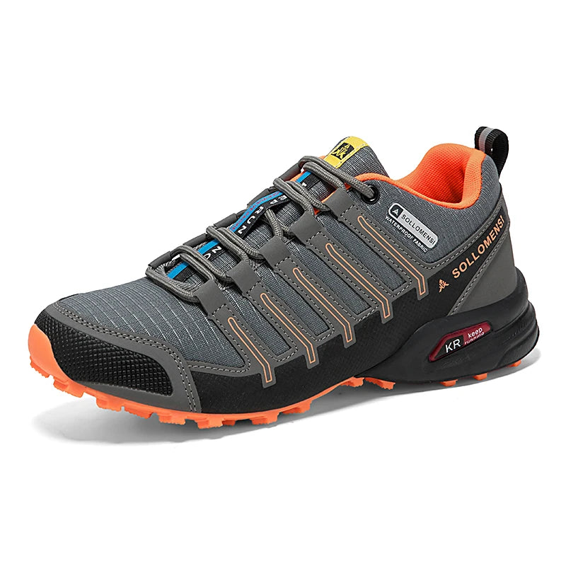 Herren Outdoor Schuhe Grün rutschfeste Sneaker mit Profilsohle und Schnellschnürung