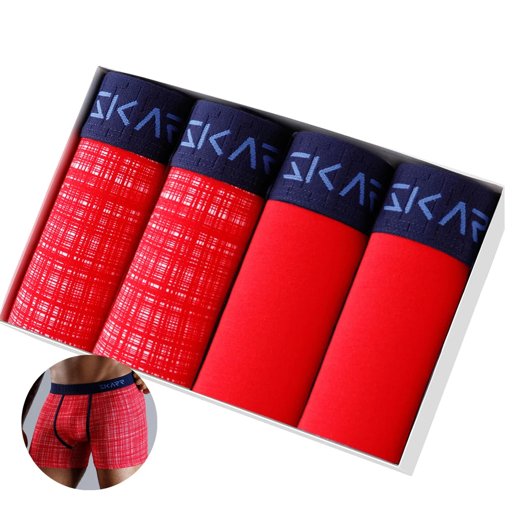 Herren Boxer Shorts 4er Pack Baumwolle Unterwäsche weiche Boxershorts