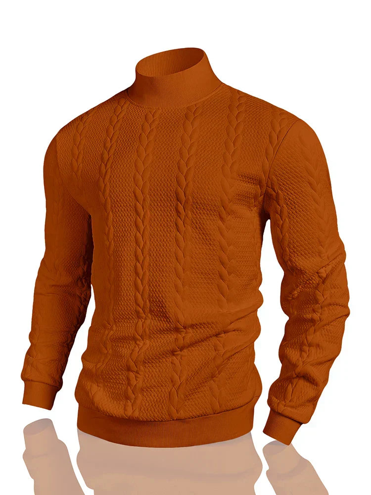 Herren Strickpullover Rollkragenpullover strukturierte Langarm bequem warm atmungsaktiv