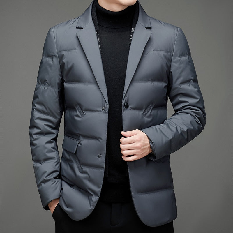 Herren Blazer Winter gefüttert isolierend elegant leichter Steppblazer warm