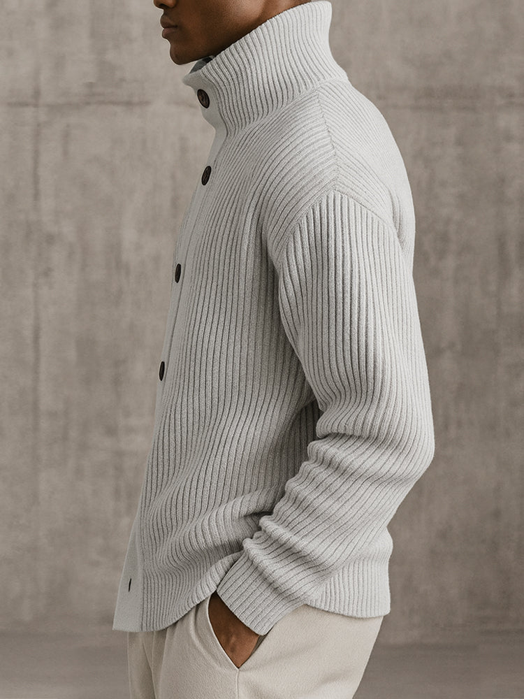 Herren Strickjacke Kragen Knopfverschluss Langarm lässige Mode bequem vielseitig