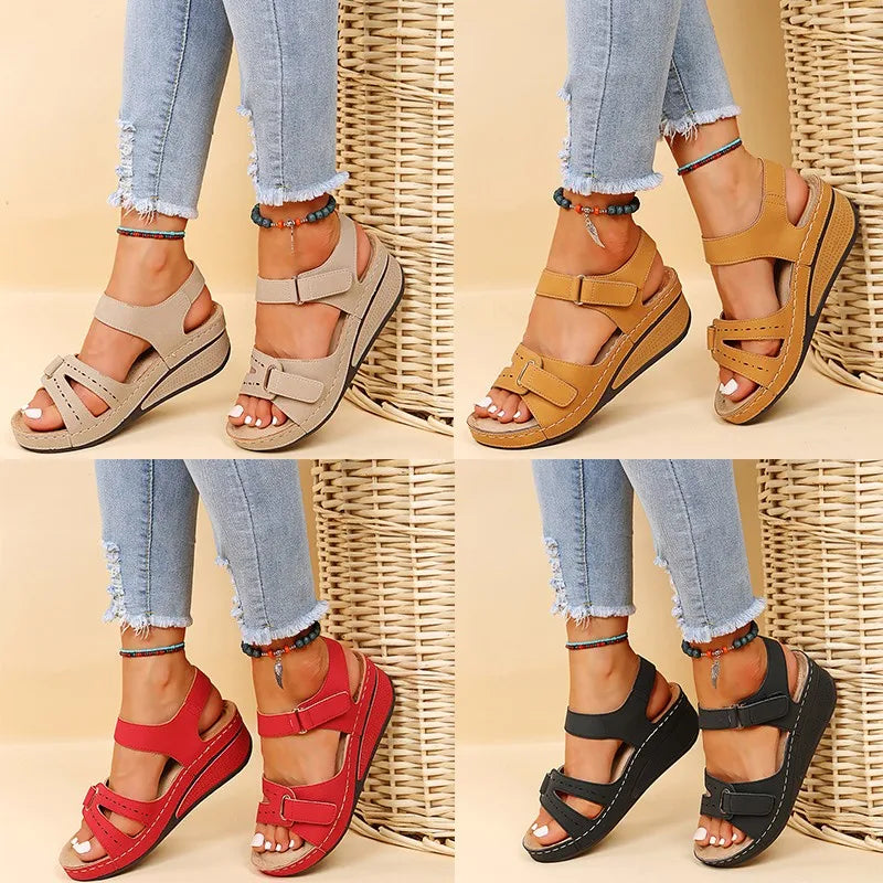 Damen Keilsandalen Plateau Weiche Sohle Elegante Sommerschuhe mit Keilabsatz